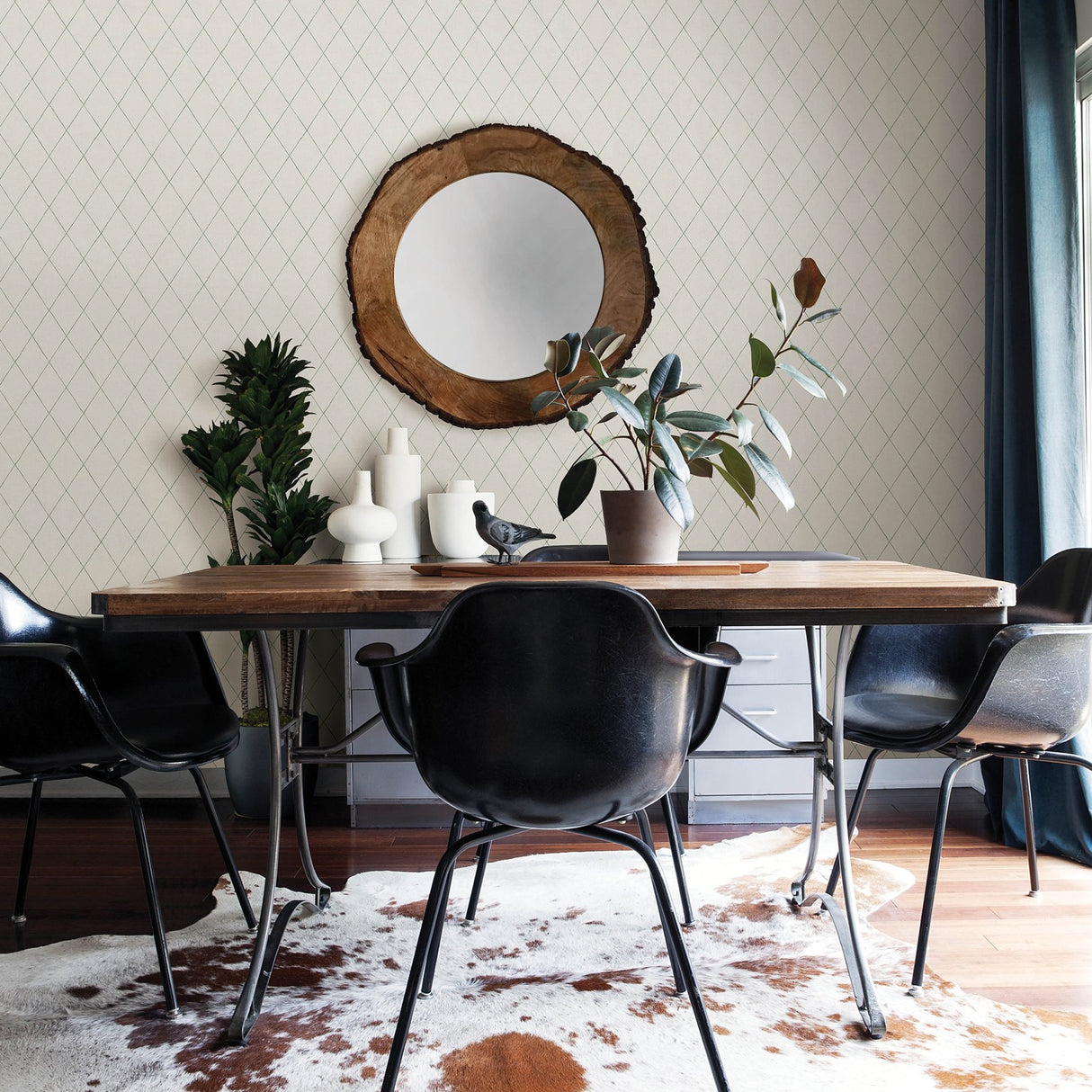 Rhombus Green Geometric Wallpaper with Farmhouse Geometrics Pattern - A-Street Prints 2948-27003