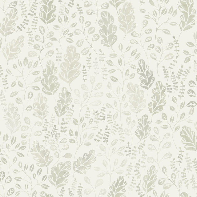 Isha Beige Leaf Wallpaper with Scandinavian Botanical Leaves Pattern - A-Street Prints 2948-27011