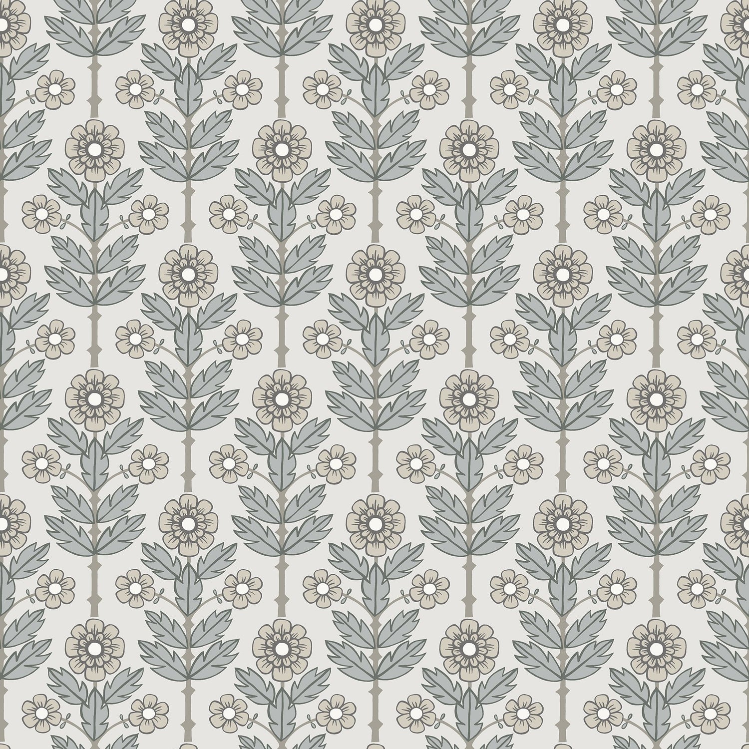 Aya White Floral Wallpaper with Scandinavian Botanical Flower Pattern - A?Street Prints 2948-28005