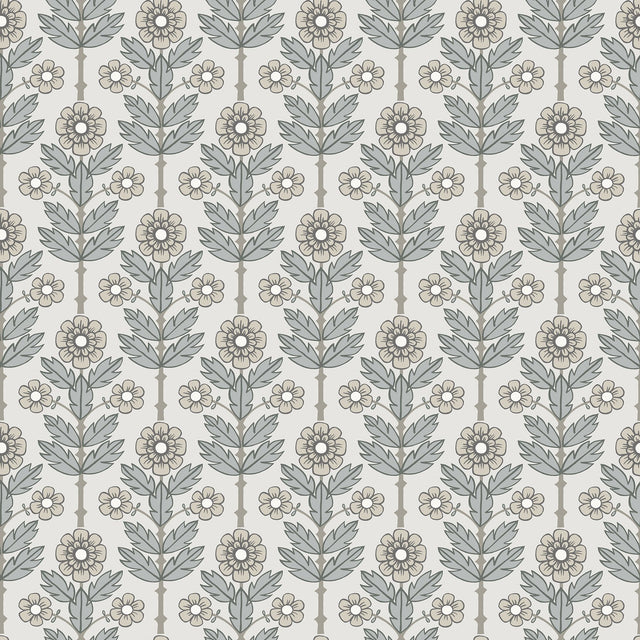 Aya White Floral Wallpaper with Scandinavian Botanical Flower Pattern - A?Street Prints 2948-28005