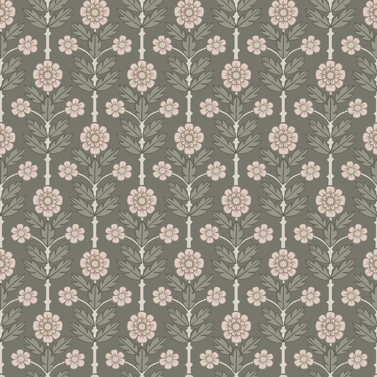 Aya Grey Floral Wallpaper with Scandinavian Botanical Flowers - A-Street Prints 2948-28008