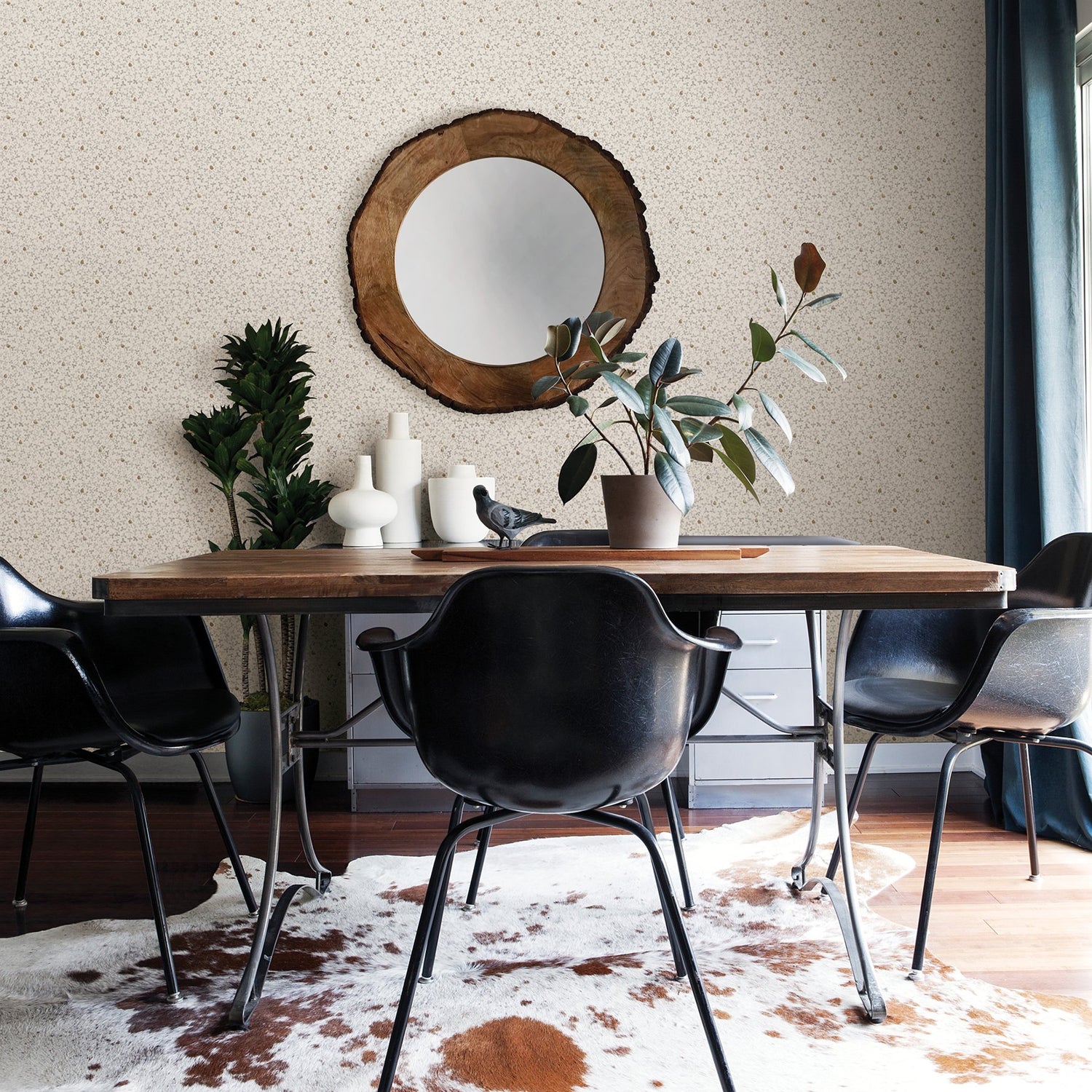 Lark White Botanical Wallpaper with Scandinavian Leaves Motif - Brewster 2948-28010