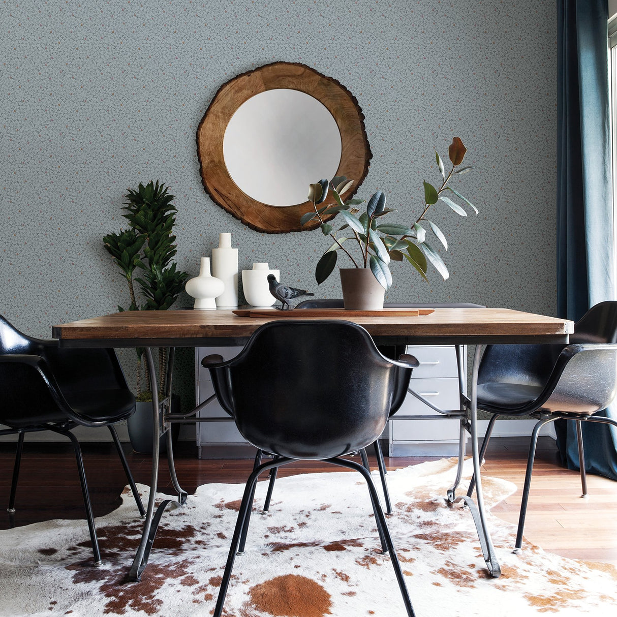 Lark Light Blue Botanical Wallpaper with Scandinavian Leaves Motif - A-Street Prints 2948-28011