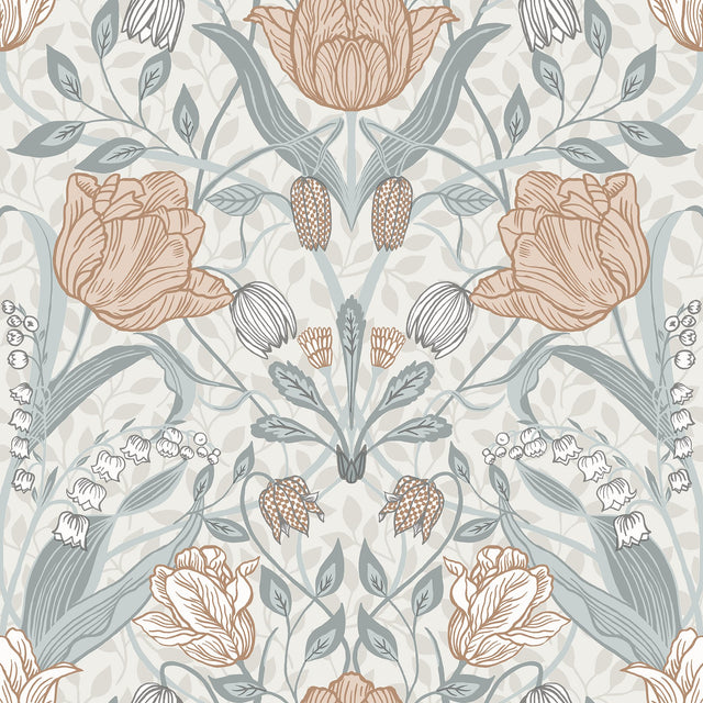 Tulipa Off White Floral Wallpaper with Scandinavian Botanical Flowers - A-Street Prints 2948-33005