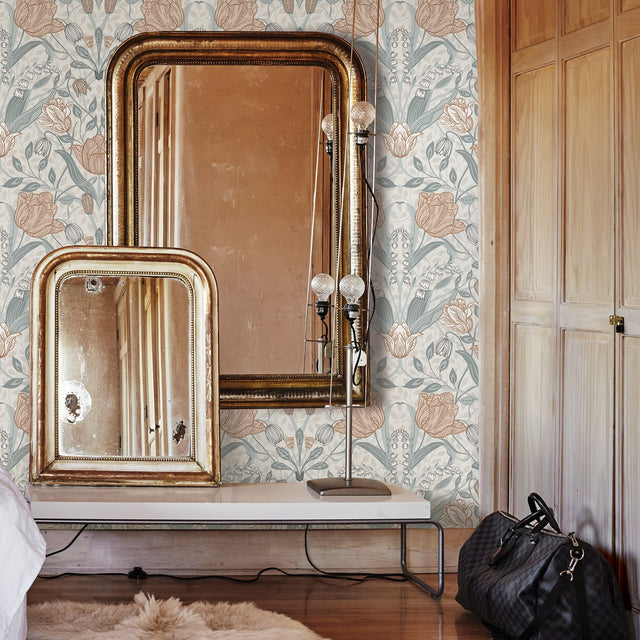 Tulipa Off White Floral Wallpaper with Scandinavian Botanical Flowers - A-Street Prints 2948-33005