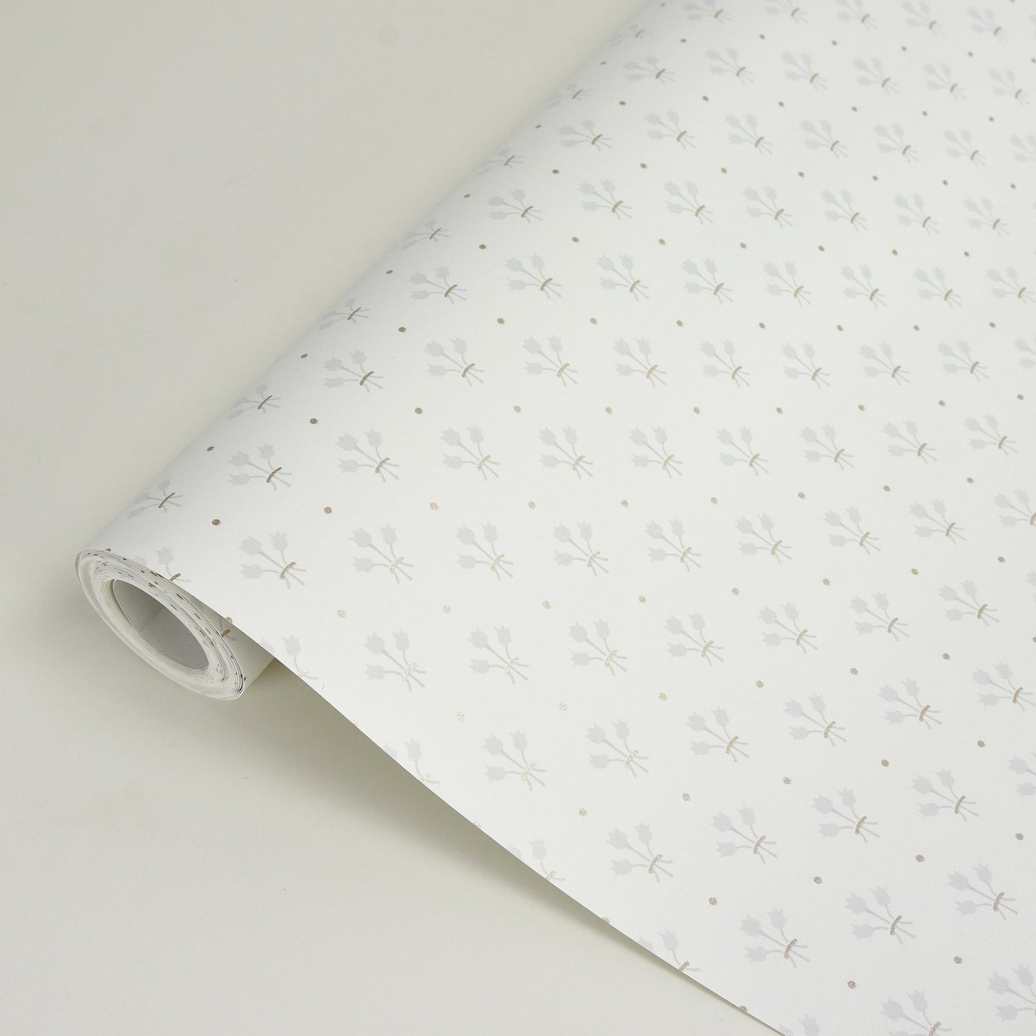 Lili White Miniature Floral Wallpaper with Scandinavian Botanical Tulip Motif - Brewster 2948-33026