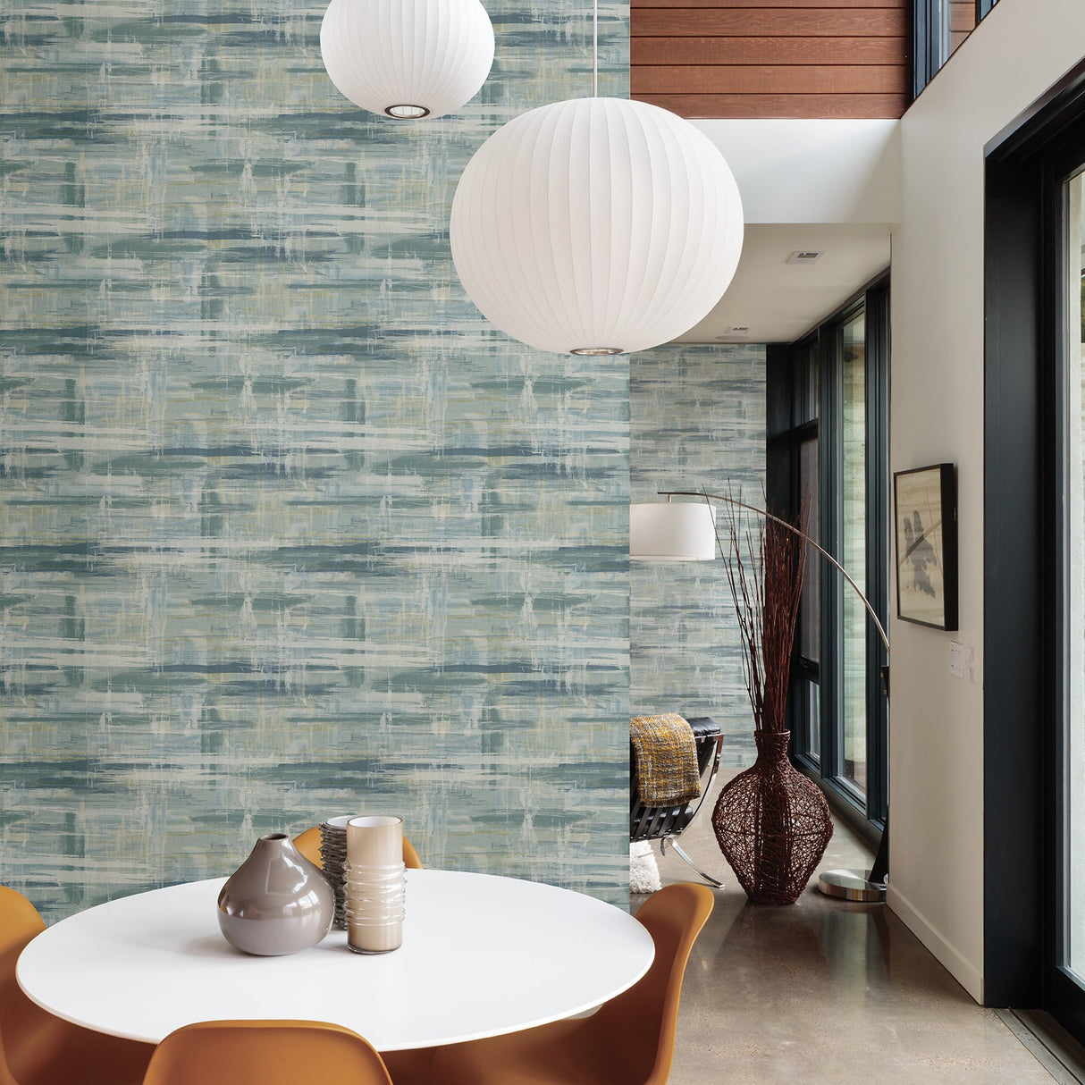 Marari Teal Distressed Texture Wallpaper with Abstract Modern Pattern - A-Street Prints 2949-60312