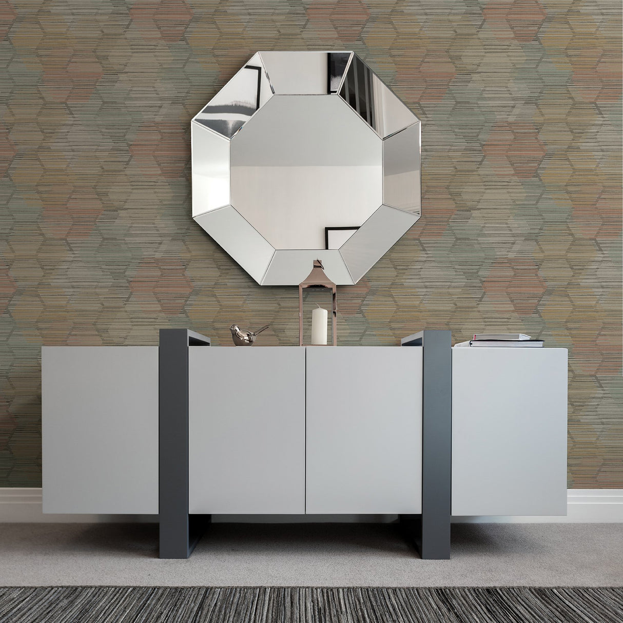 Jabari Brown Geometric Faux Grasscloth Wallpaper with Modern Geometric Honeycomb Pattern - A?Street Prints 2949-60515