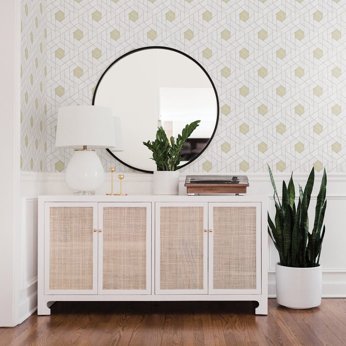 Granada Silver Geometric Wallpaper with Modern Graphic Honeycomb Motif - A-Street Prints 2964-25901