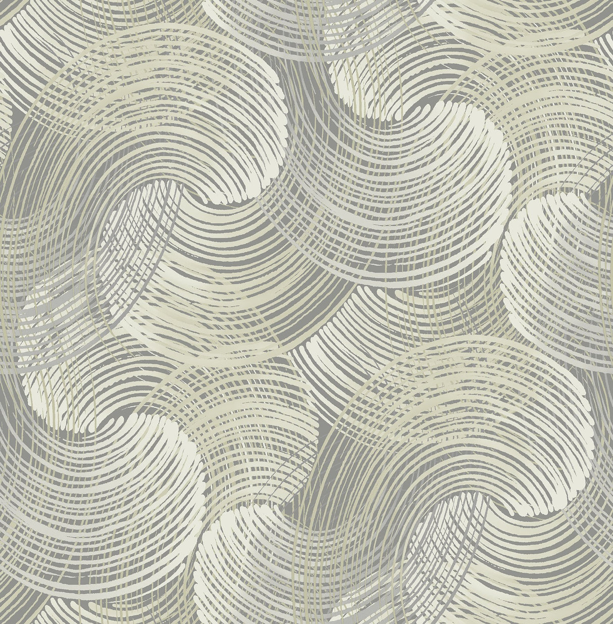 Karson Grey Swirling Geometric Textured Wallpaper - Brewster 2964-25906