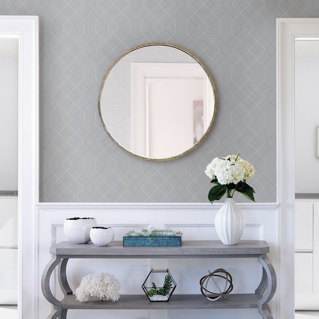 Ballard Pewter Geometric Wallpaper with Modern Abstract Geometrics - A-Street Prints 2964-25910