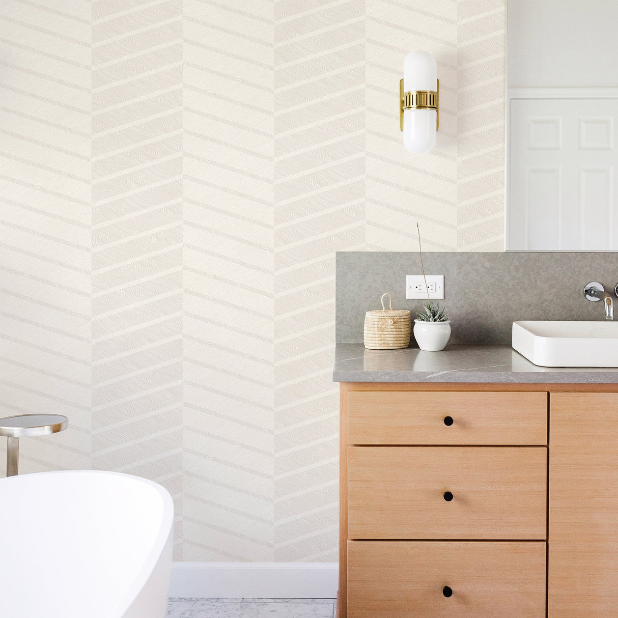 Aspen White Chevron Textured Wallpaper with Abstract Modern Pattern - A-Street Prints 2964-25919