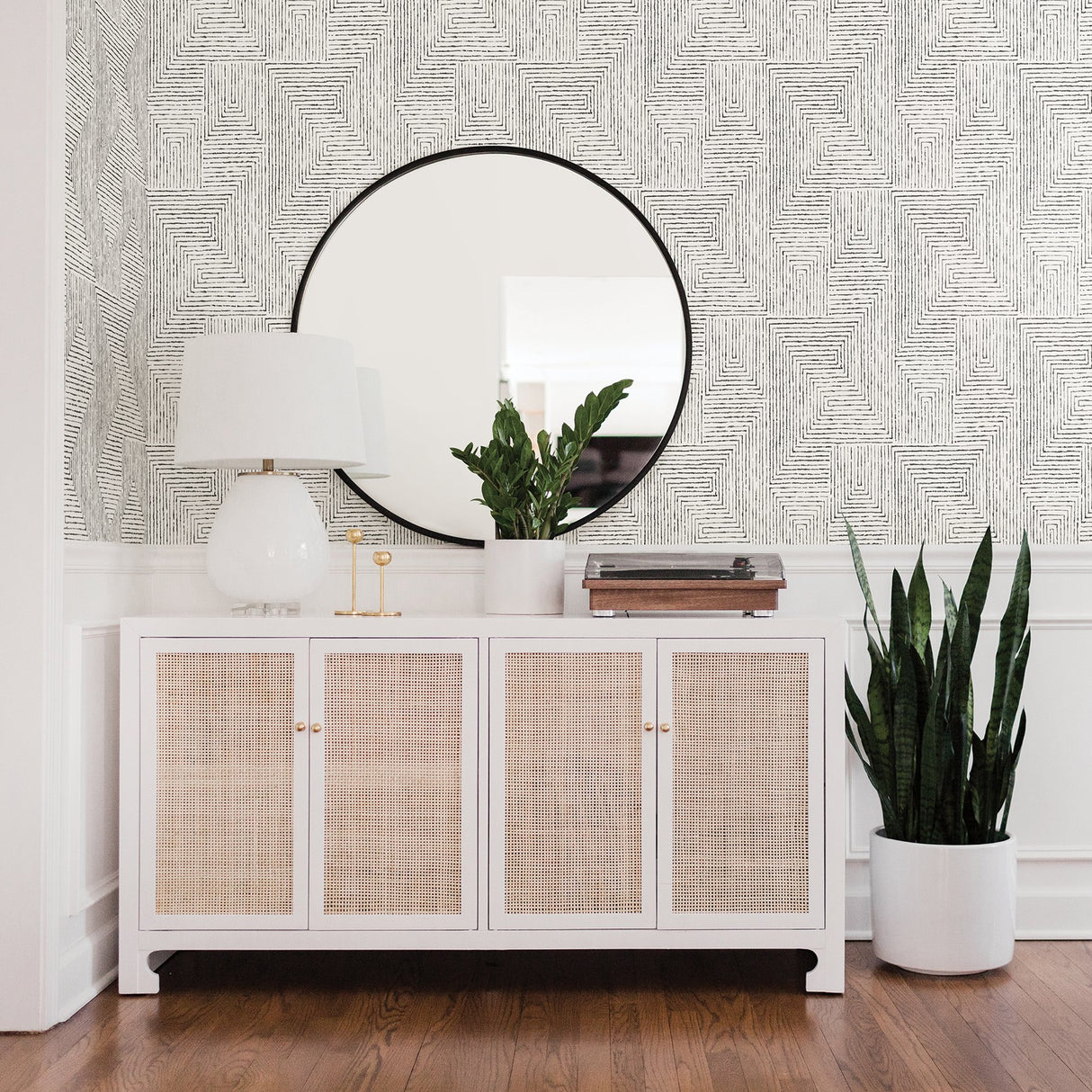 Merritt Black Geometric Wallpaper with Raised Ink Modern Abstract Pattern - A-Street Prints 2964-25958