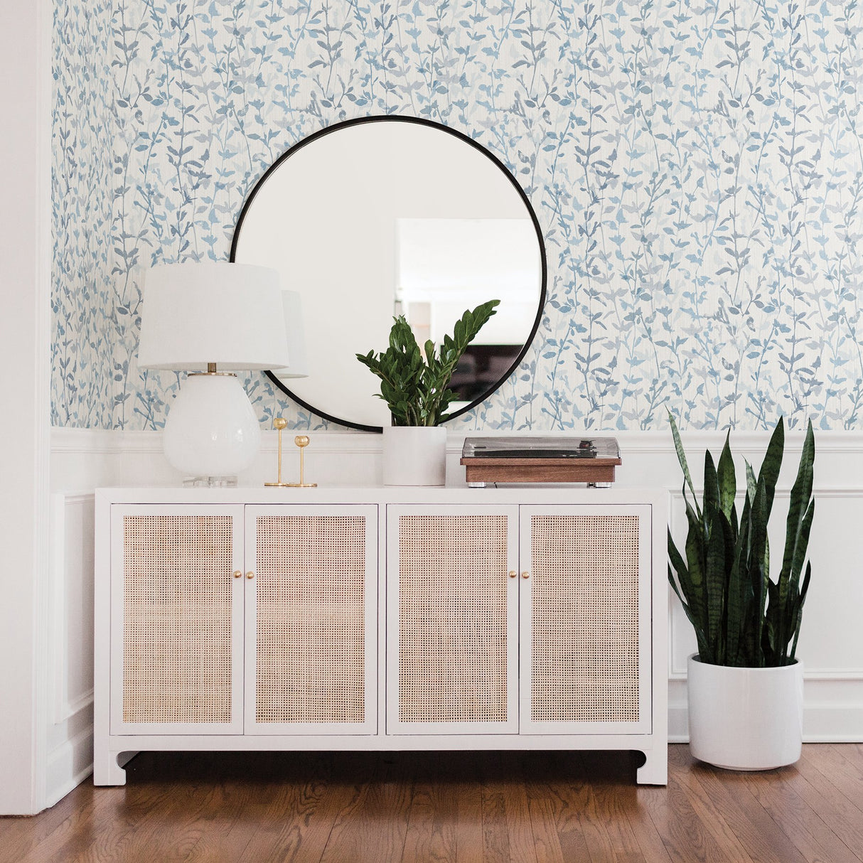 Thea Blue Floral Trail Wallpaper with Traditional Trails Pattern - A-Street Prints 2964-25966