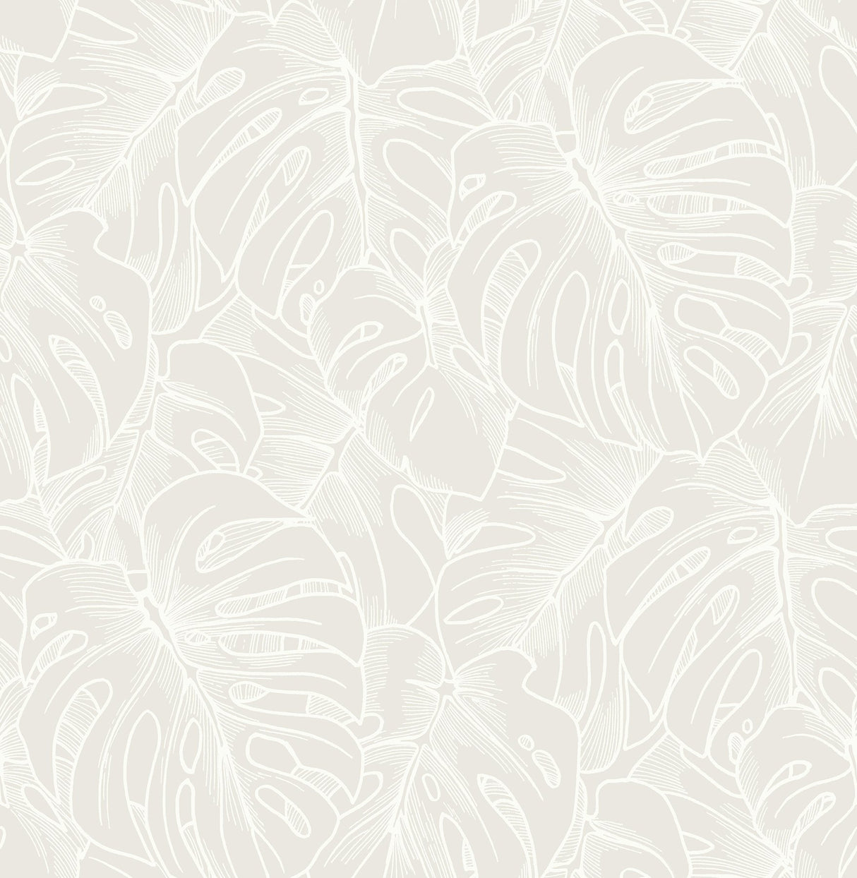Balboa White Botanical Wallpaper with Flocked Leaf Motif - A-Street Prints 2964-87340