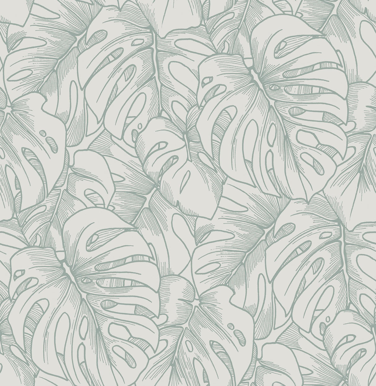 Balboa Olive Botanical Wallpaper with Flocked Leaf Pattern - A?Street Prints 2964-87343