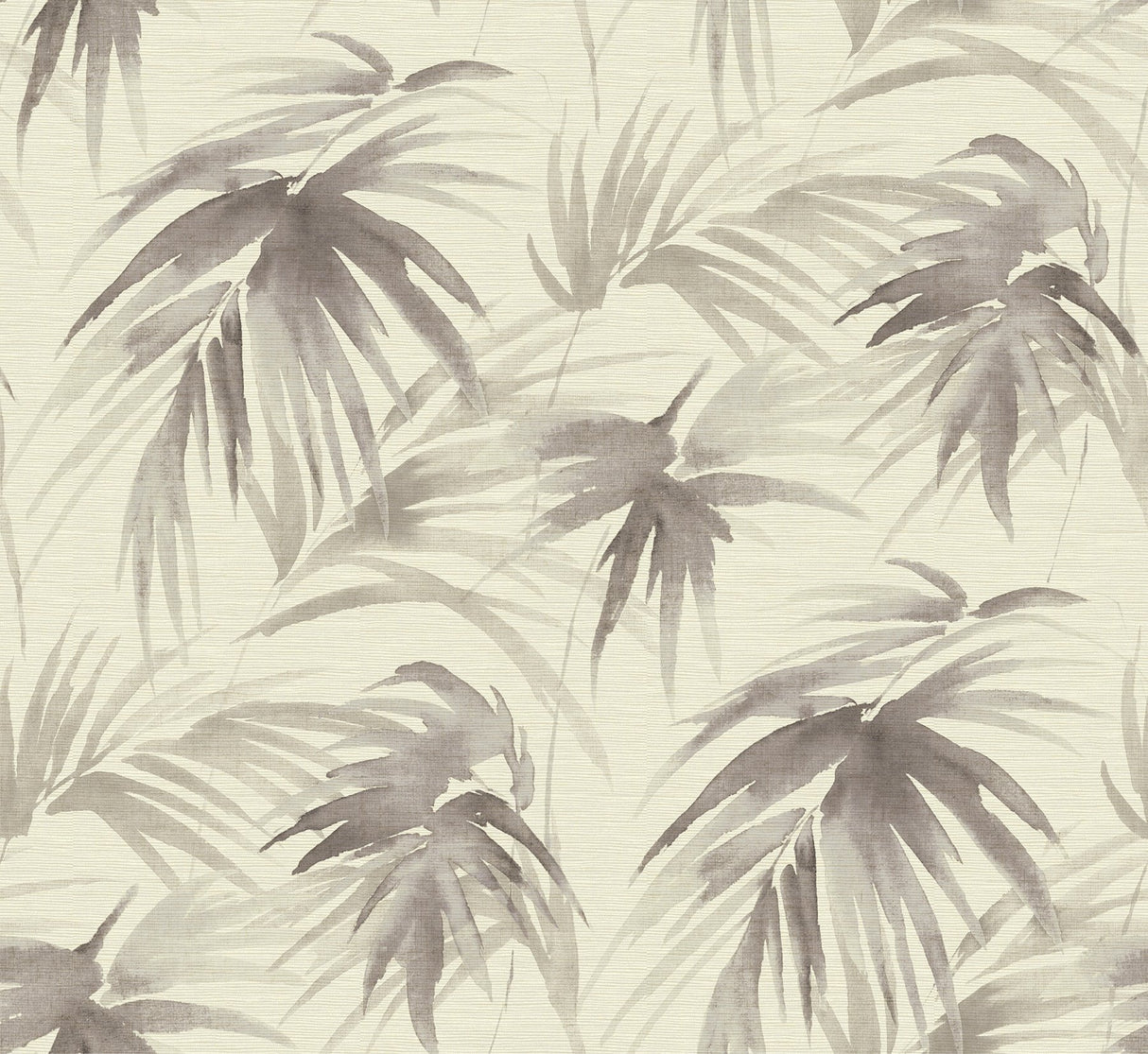 Darlana Pewter Grasscloth Wallpaper with Botanical Palm Motif - Brewster 2964-87411