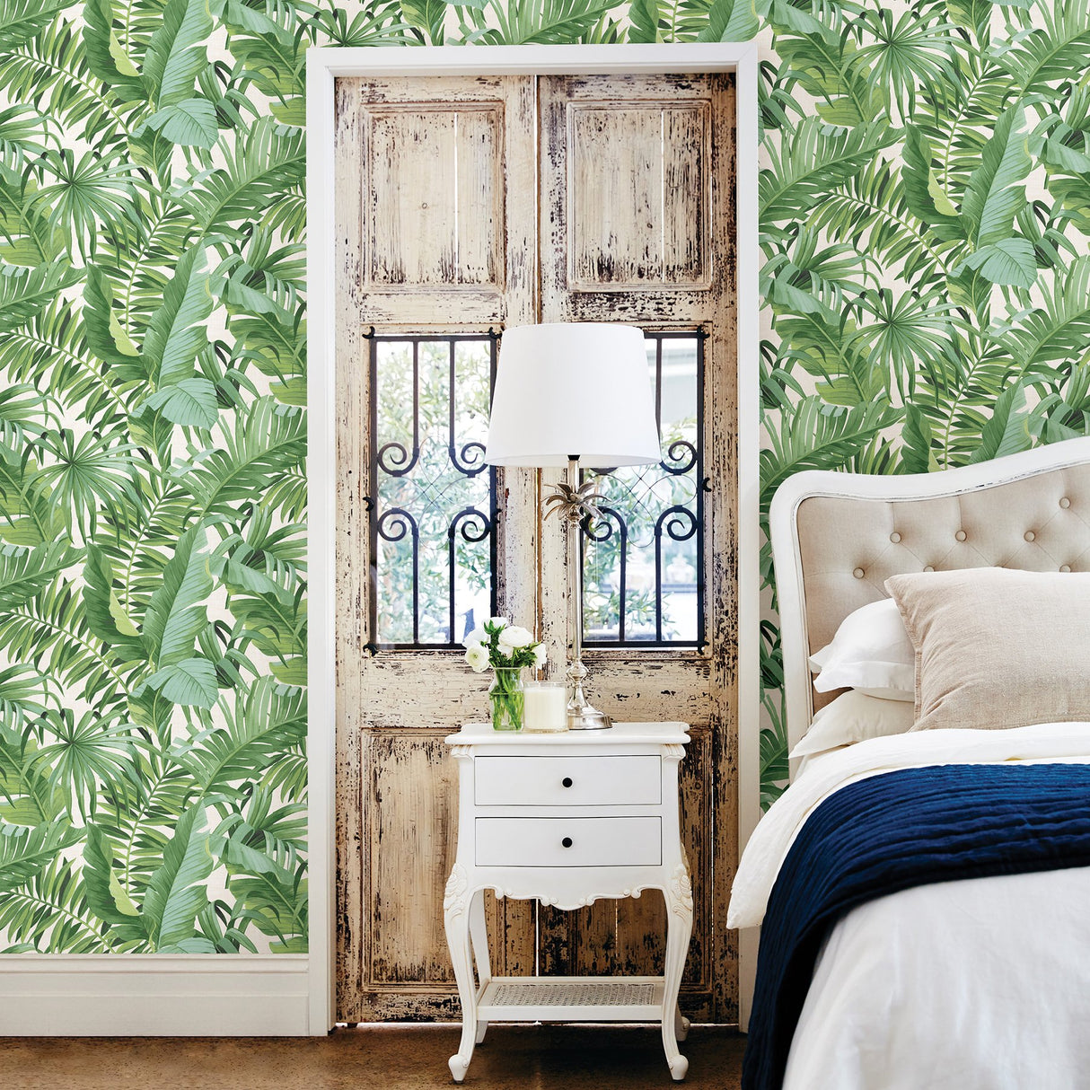 Alfresco Green Tropical Palm Wallpaper with Botanical Leaf Motif - Brewster 2969-24136