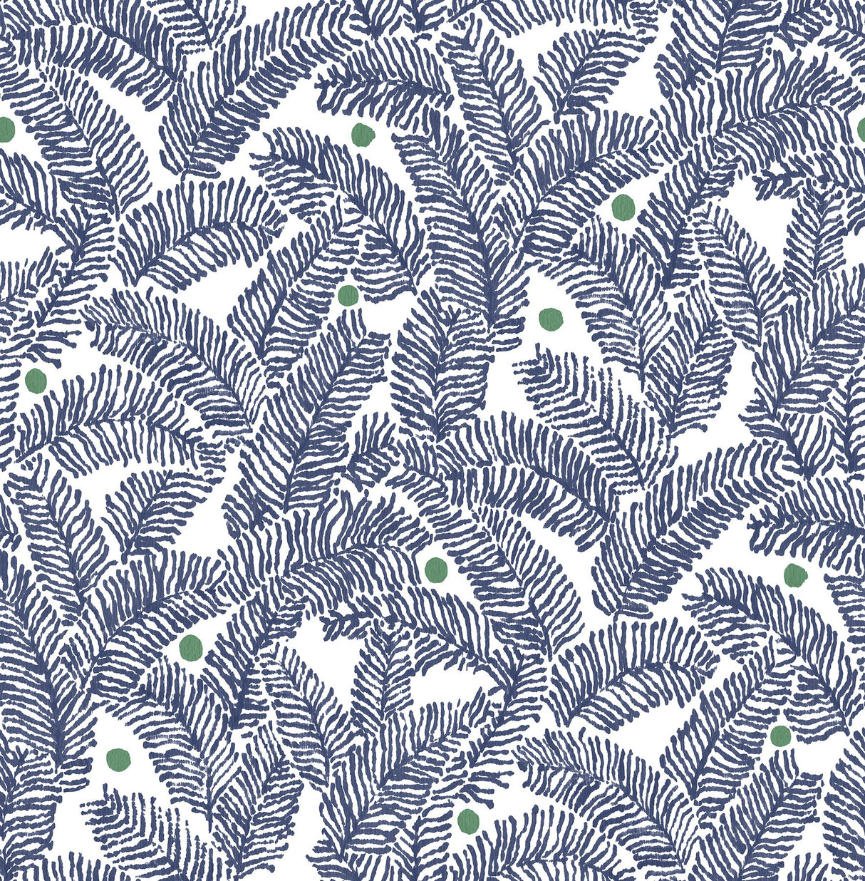 Athina Navy Fern Wallpaper with Botanical Leaves Pattern, Bohemian Style - A-Street Prints 2969-26034