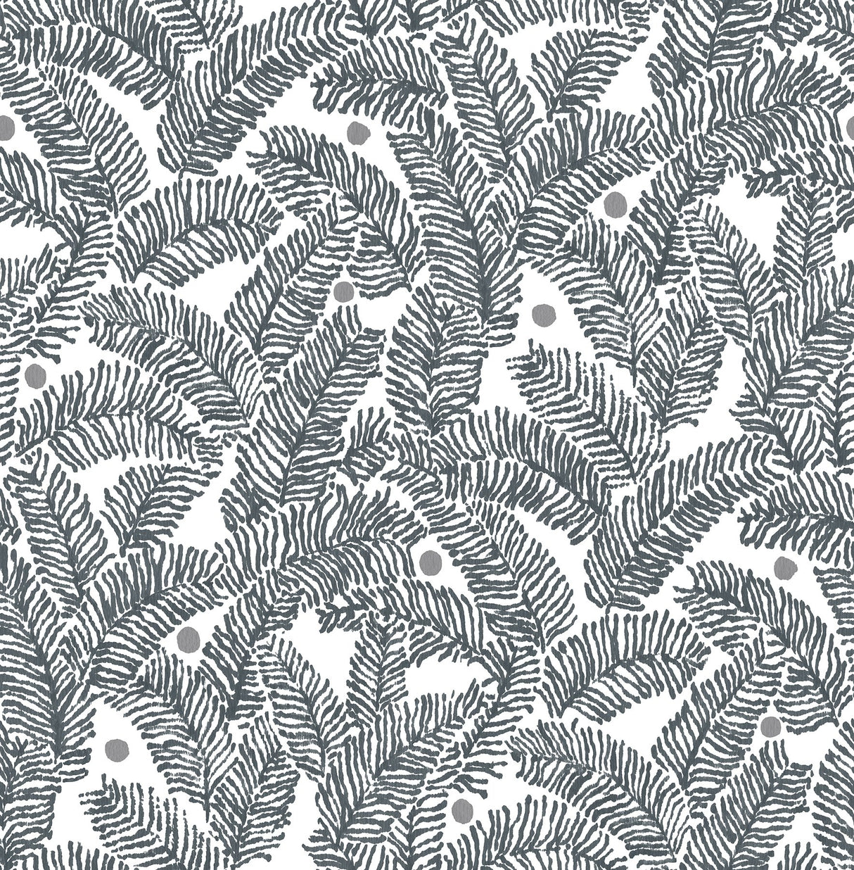 Athina Grey Fern Wallpaper with Botanical Leaves Motif - A-Street Prints 2969-26035