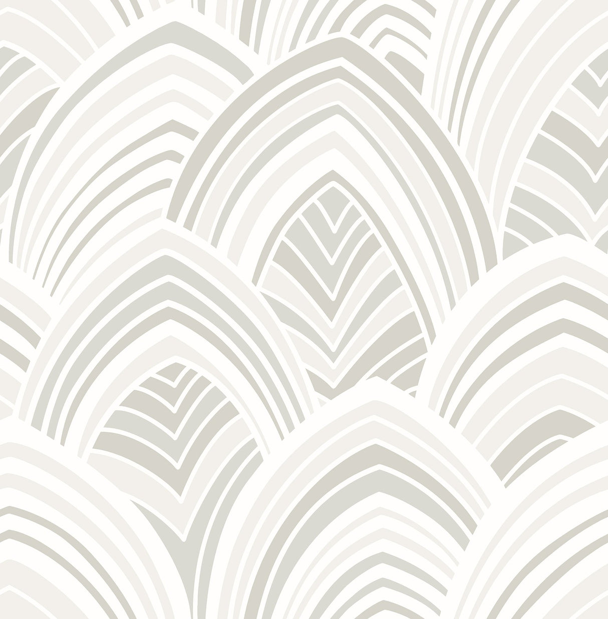 Cabarita White Art Deco Flocked Leaves Wallpaper with Glam Abstract Geometric Pattern - A-Street Prints 2969-87352