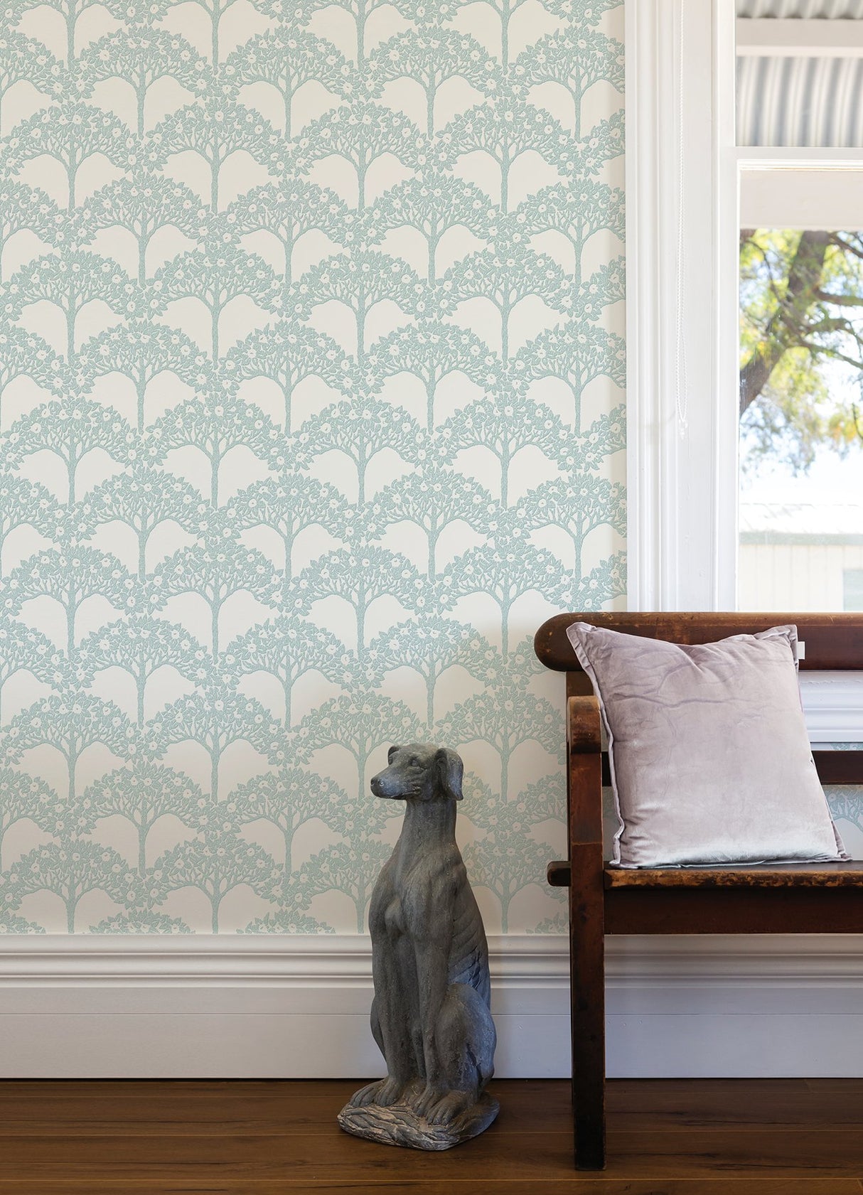 Dawson Turquoise Magnolia Tree Wallpaper with Modern Botanical Trees Pattern - A-Street Prints 2970-26111