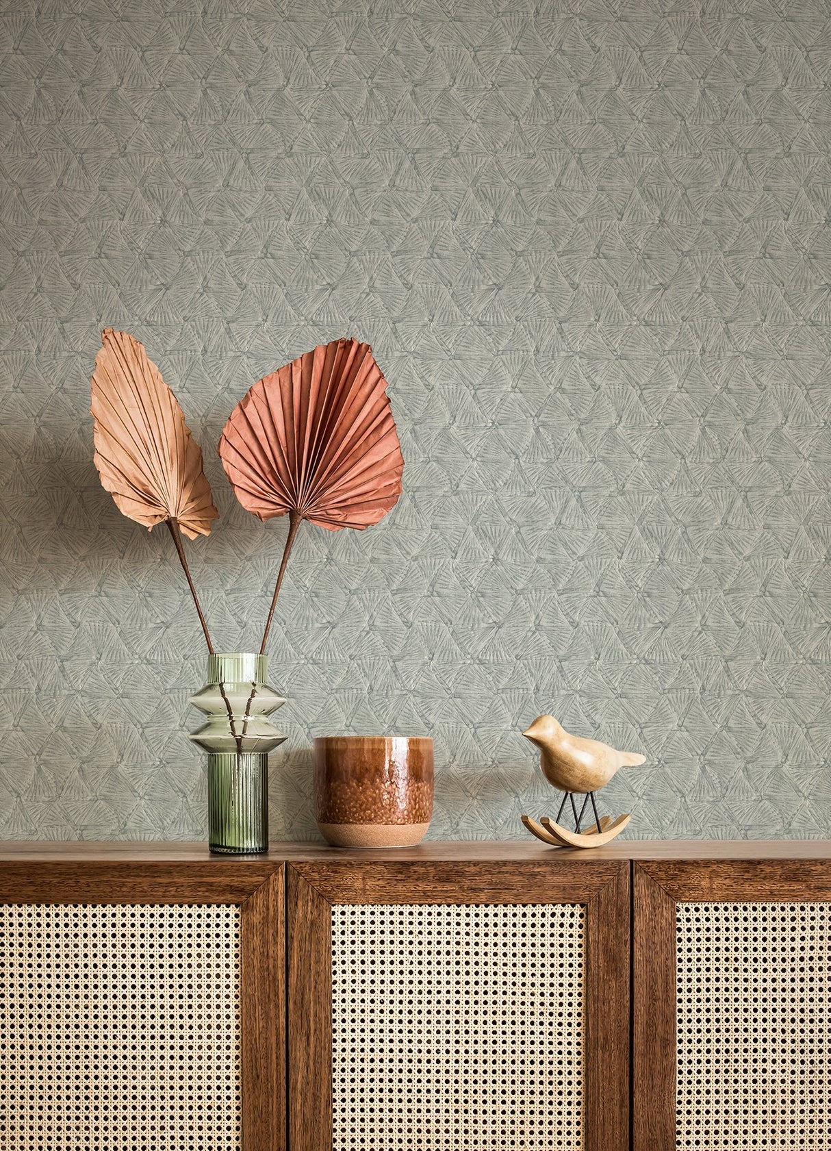 Wright Slate Textured Triangle Wallpaper with Industrial Geometric Metallic Raised-Ink Finish - A-Street Prints 2970-26116
