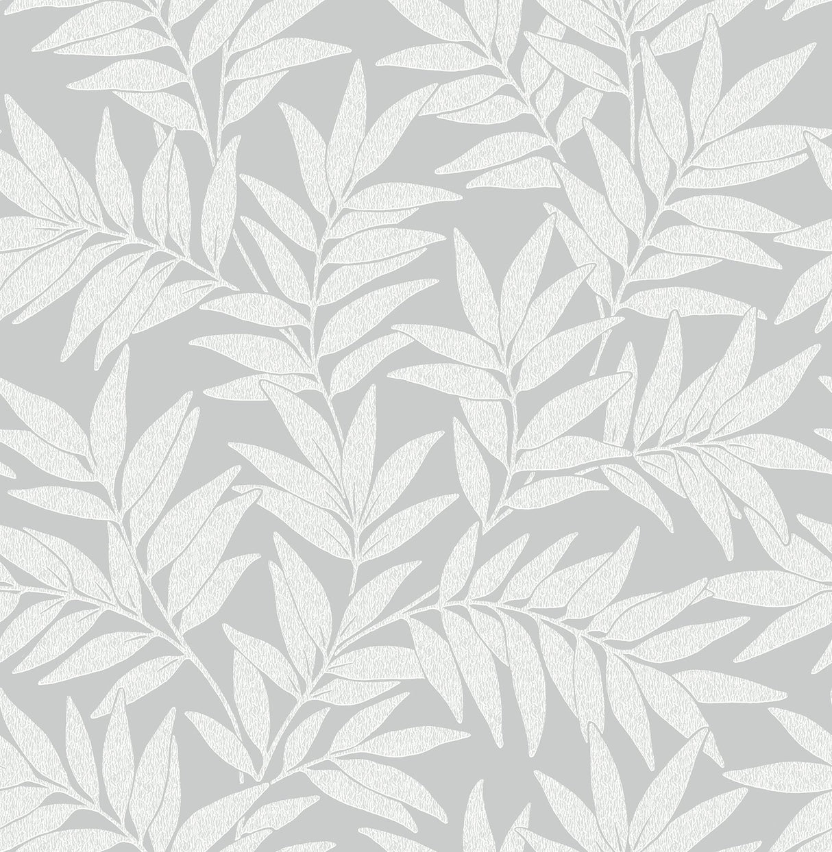 Morris Light Grey Leaf Wallpaper with Raised Ink Botanical Motif - A-Street Prints 2970-26124