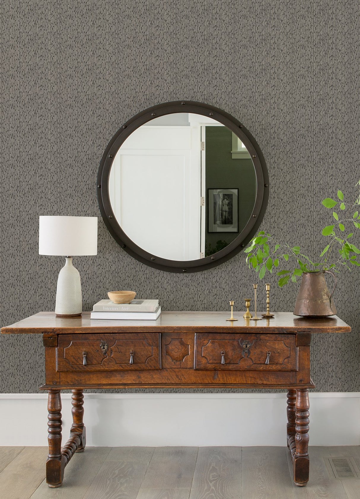Mackintosh Charcoal Textural Wallpaper with Abstract Raised Ink Pattern - A-Street Prints 2970-26126