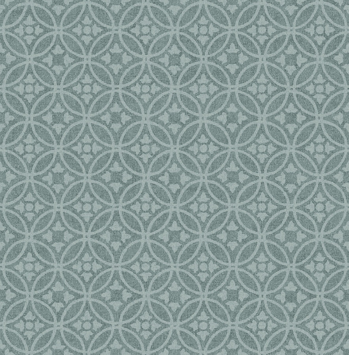 Larsson Teal Ogee Wallpaper with Geometric Floral Motif, Raised Ink Texture - A-Street Prints 2970-26133