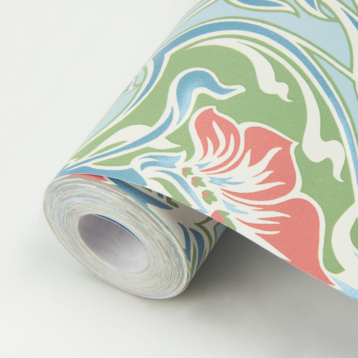 Mucha Light Blue Botanical Ogee Wallpaper with Metallic Art Nouveau Floral Motif - A-Street Prints 2970-26152