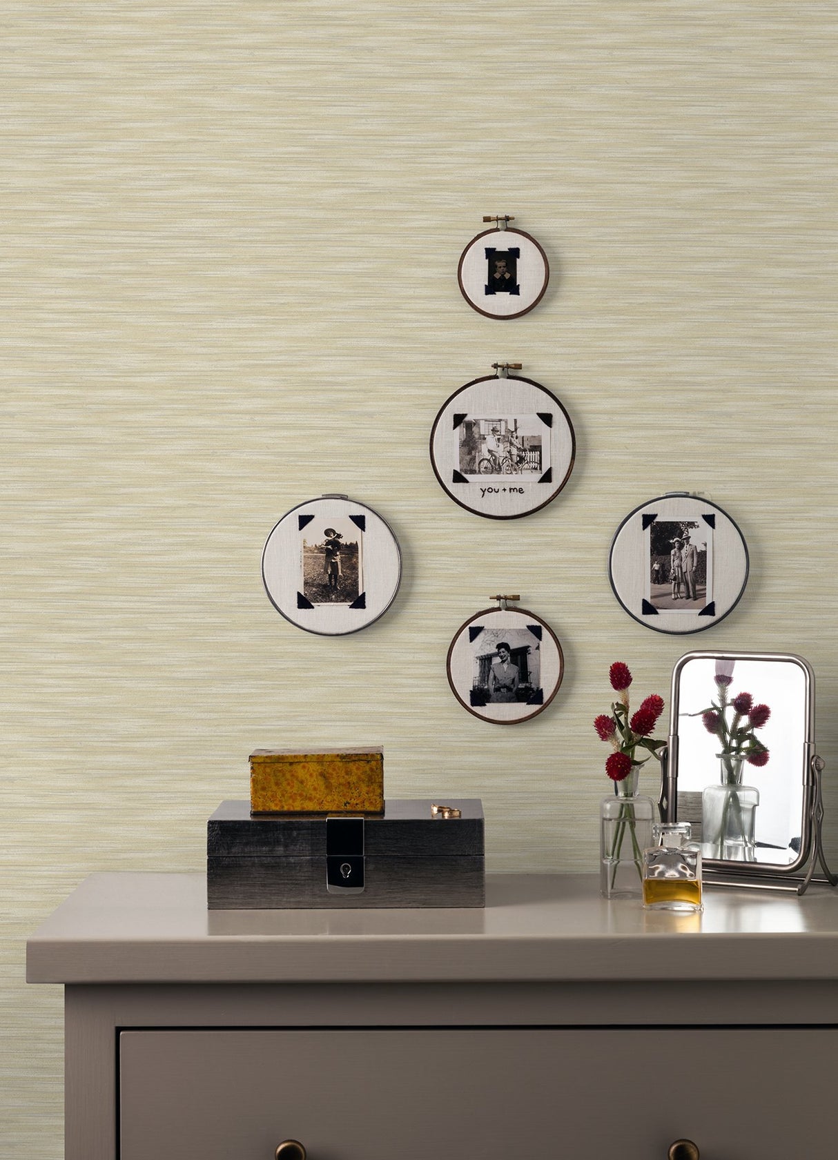 Benson Yellow Variegated Stripe Wallpaper with Textured Faux Fabric Look - A-Street Prints 2970-26156