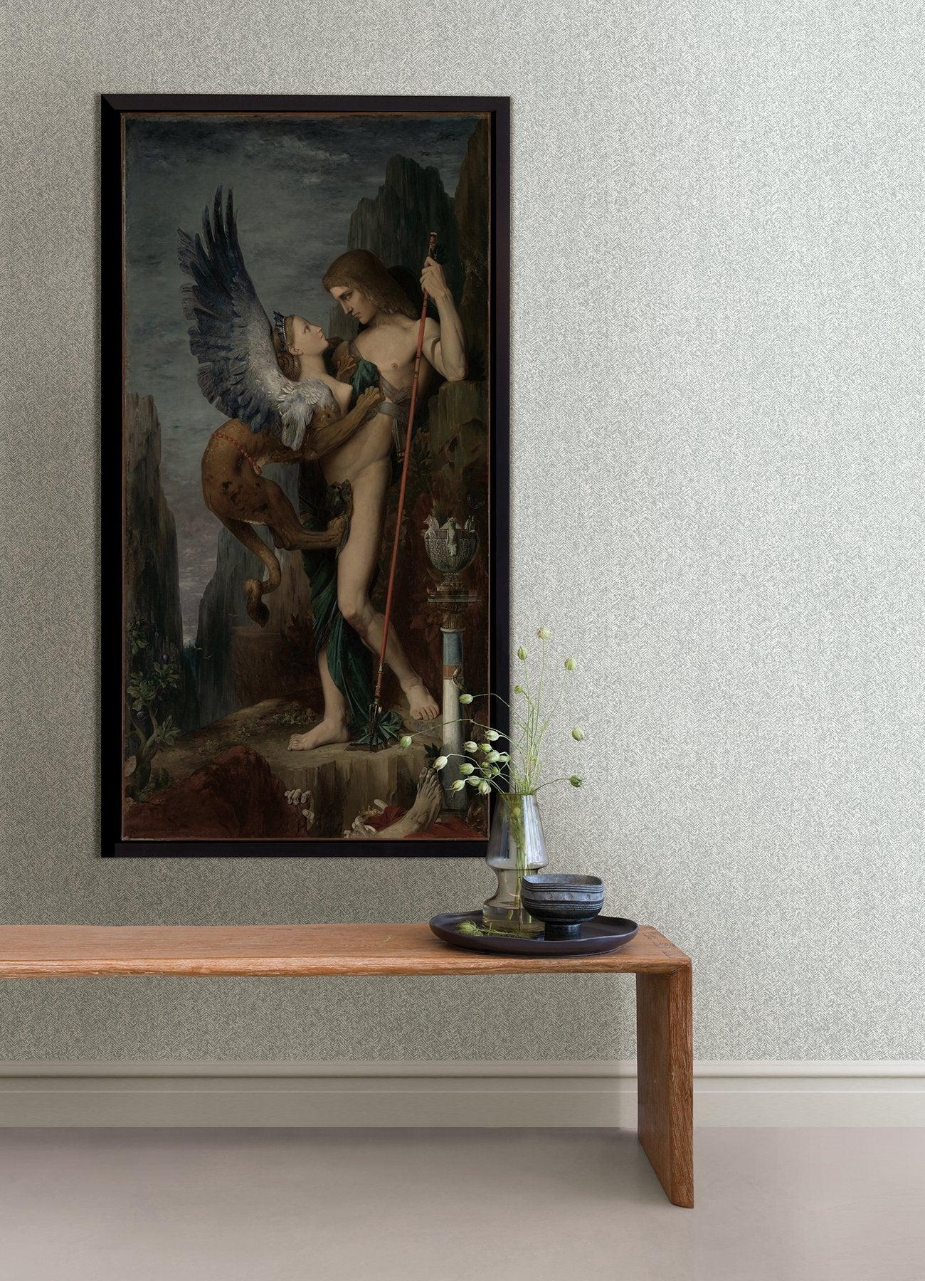 Ashbee Light Grey Tweed Wallpaper with Distressed Chevron Faux-Fabric Texture - A-Street Prints 2970-26160