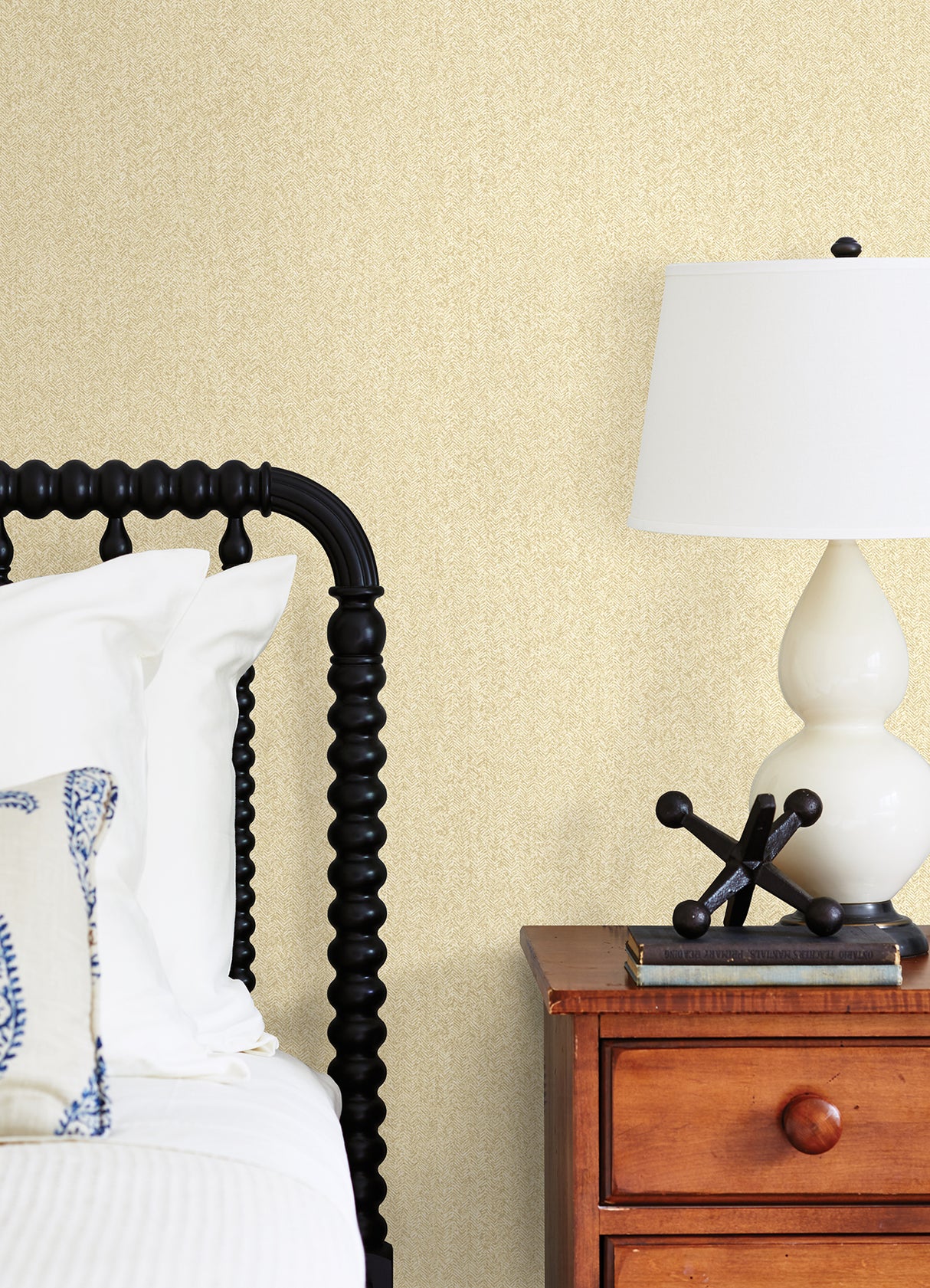 Ashbee Yellow Tweed Wallpaper in Yellow by A-Street Prints Raised Ink Textured Chevron Houndstooth Non Woven Wallpaper - FD26162