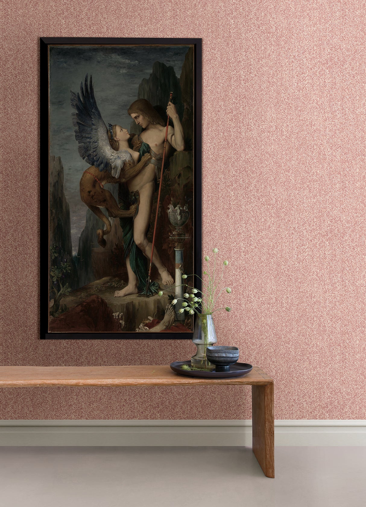 Ashbee Burgundy Tweed Farmhouse Chevron Houndstooth Non Woven Unpasted Strippable Wallpaper Roll 20.5in x 33ft by A-Street Prints - FD26165