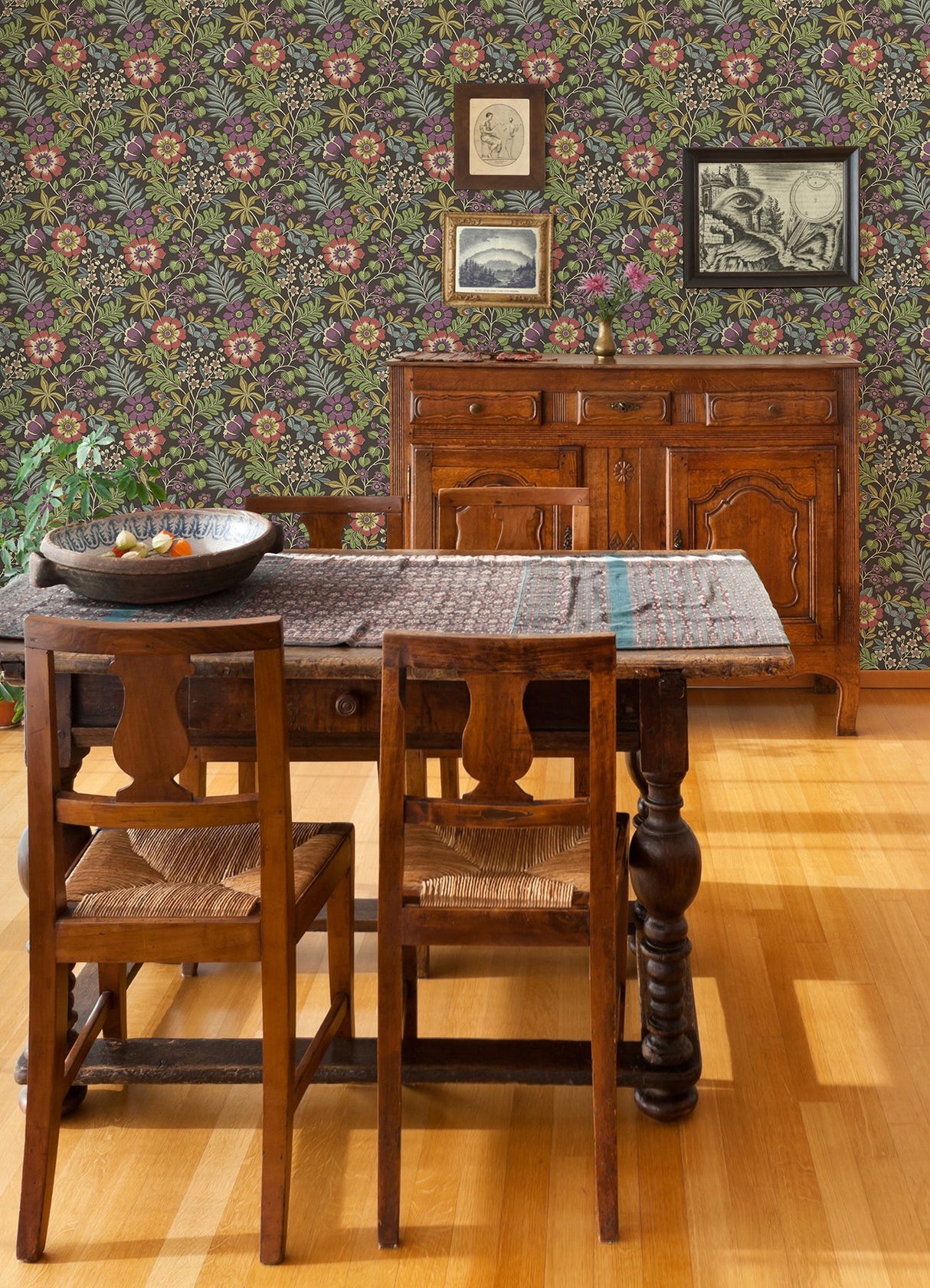 Voysey Brown Floral Wallpaper with Retro Botanical Motif - A-Street Prints 2970-87534