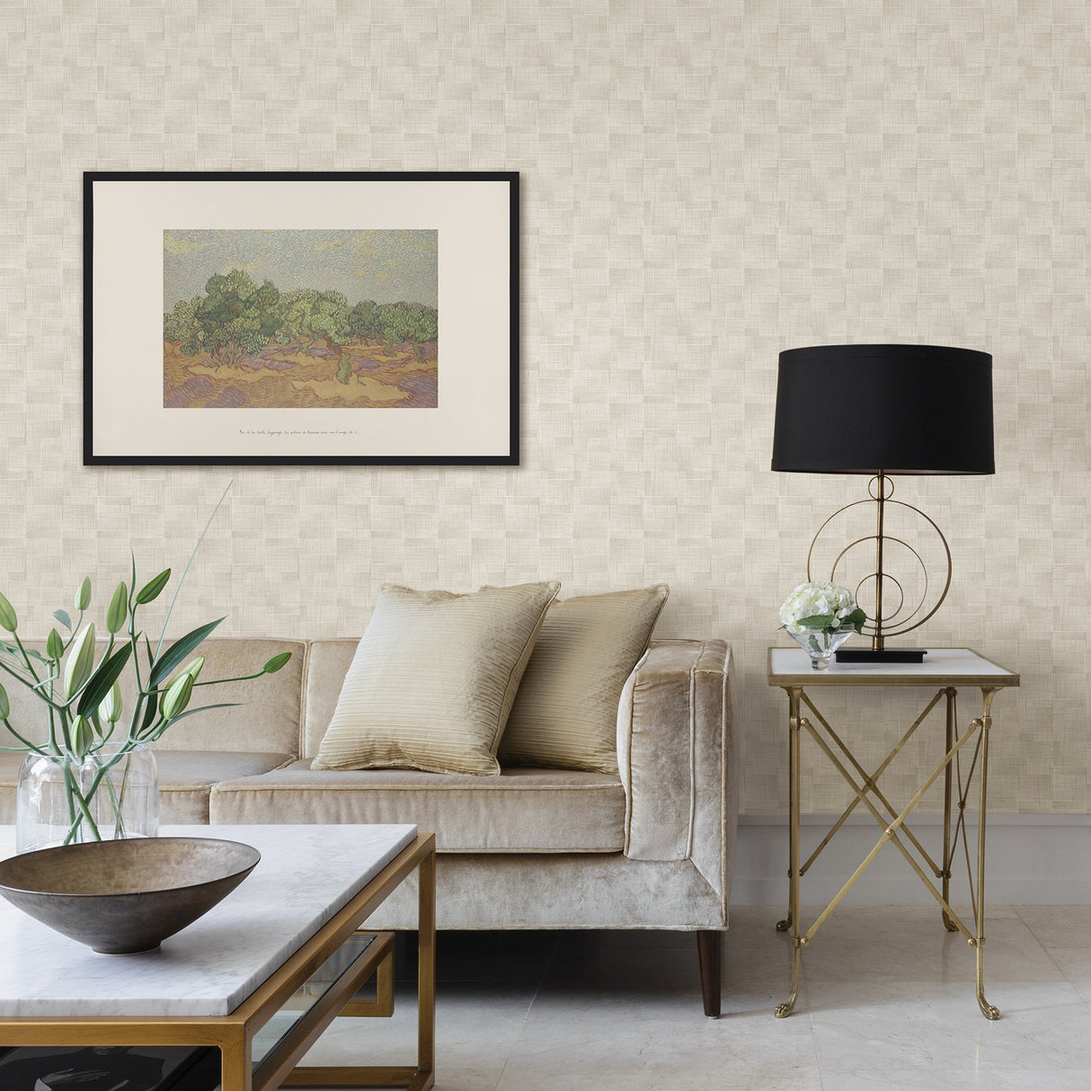 Ting Cream Abstract Woven Wallpaper with Modern Geometric Woven Texture - A-Street Prints 2971-86161