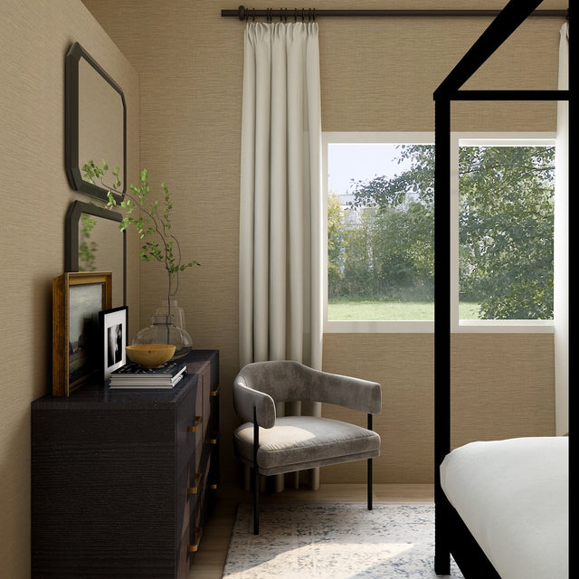 Lela Wheat Faux Linen Wallpaper with Fabric & Woven Texture - A-Street Prints 2971-86182