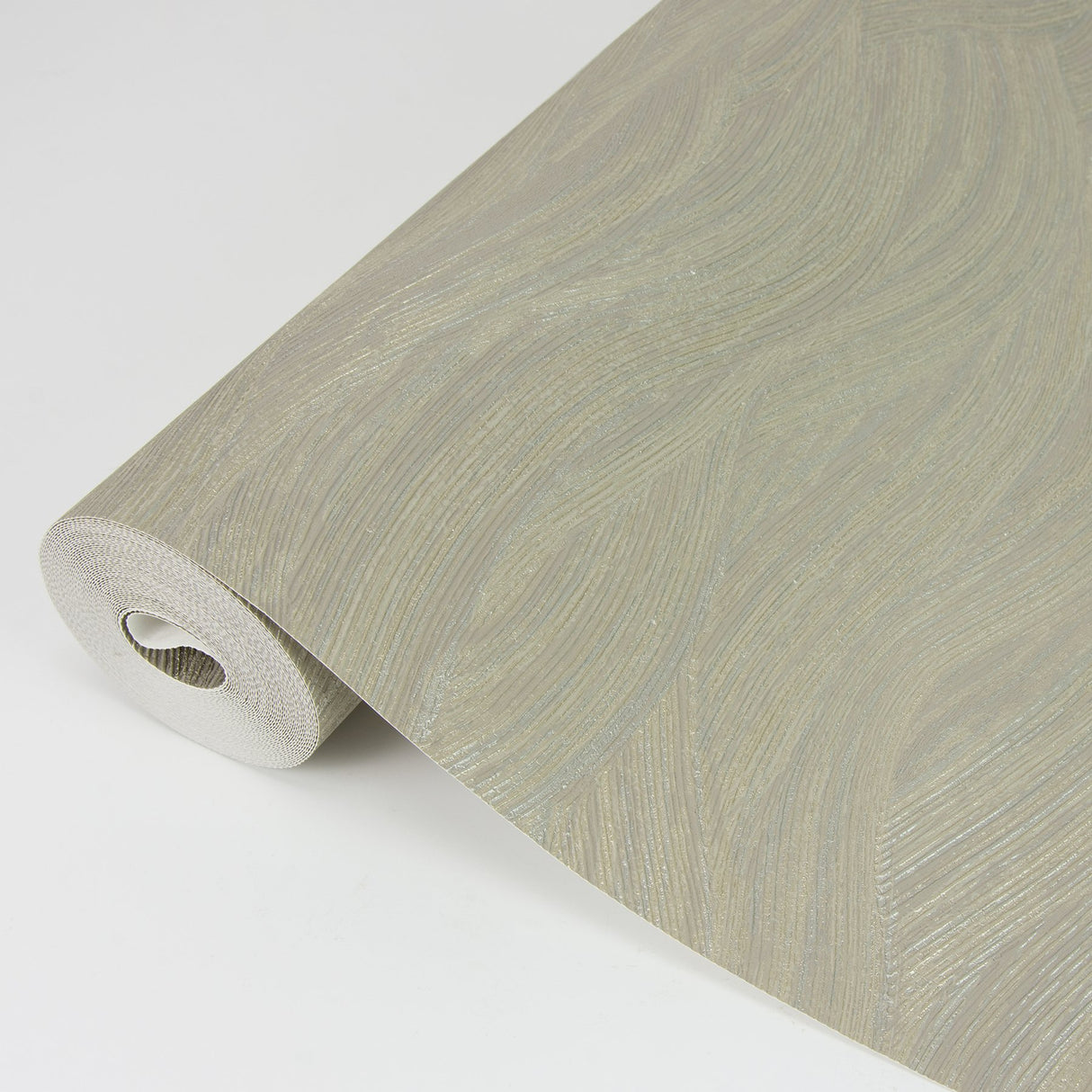 Leith Taupe Zen Waves Wallpaper with Metallic Textured Abstract Geometric Motif - Brewster 2971-86366