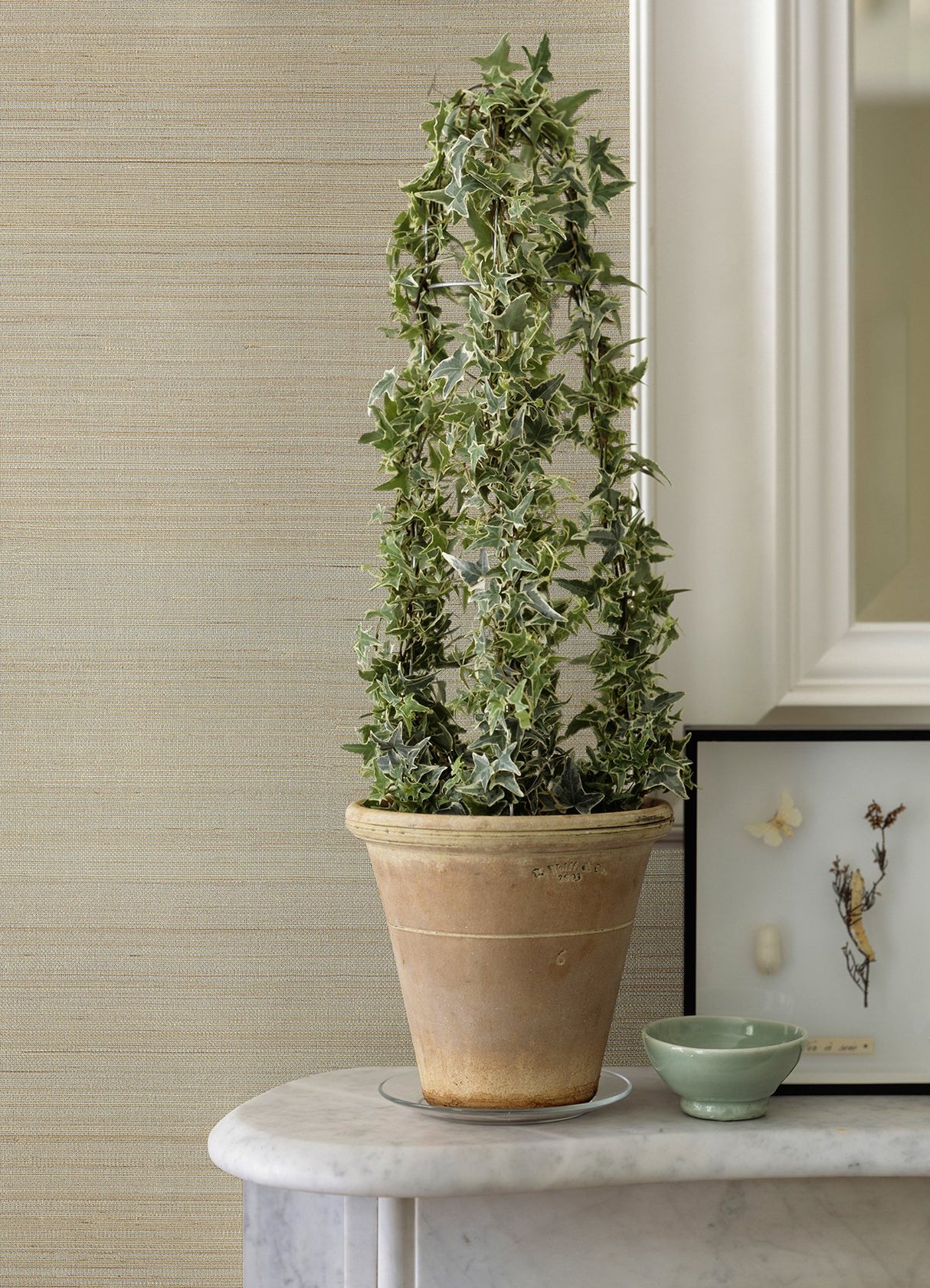 Hiromi Champagne Abaca Grasscloth Wallpaper with Distressed Textures - A-Street Prints 2972-54745