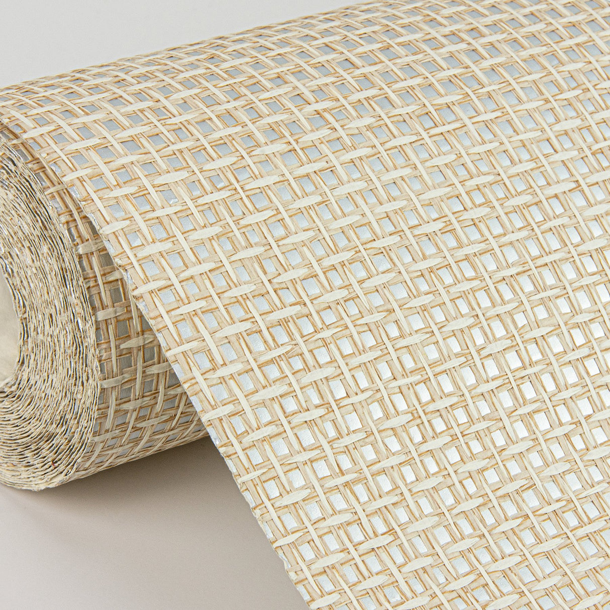 Aki Silver Paper Weave Basketweave Grasscloth Wallpaper with Modern Distressed Texture - 2972-54774