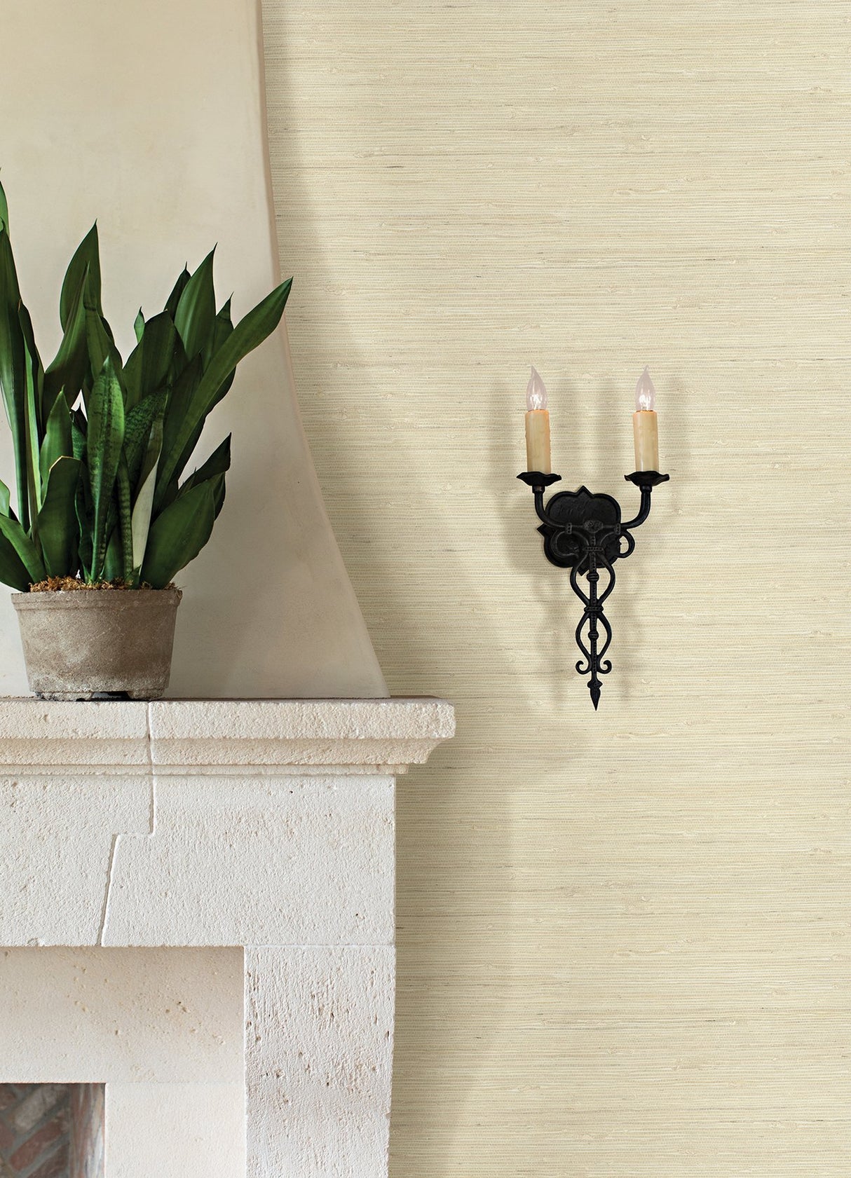 Battan Cream Jute Grasscloth Wallpaper with Distressed Textures - A-Street Prints 2972-65651