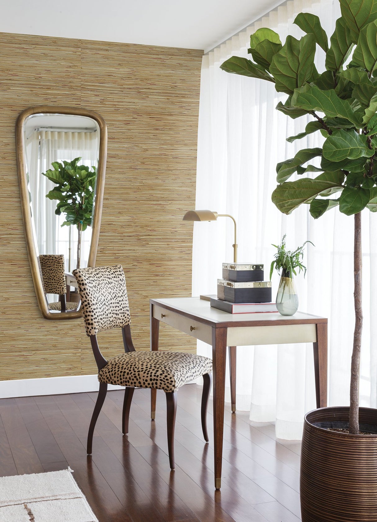 Shuang Light Brown Handmade Grasscloth Wallpaper with Distressed Textures - A-Street Prints 2972-86107
