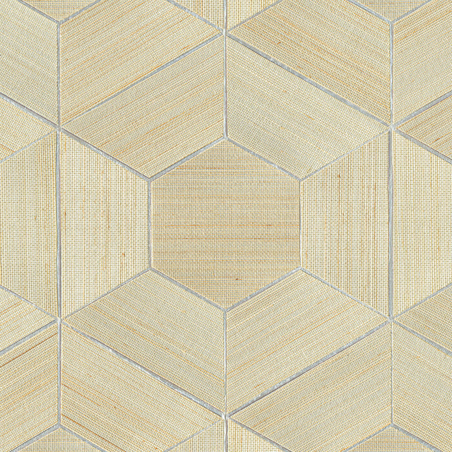 Linzhi Metallic Abaca Grasscloth Geometric Wallpaper - A-Street Prints 2972-86114