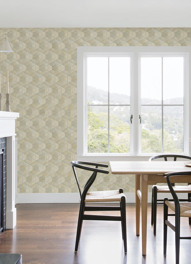 Linzhi Metallic Abaca Grasscloth Geometric Wallpaper - A-Street Prints 2972-86114