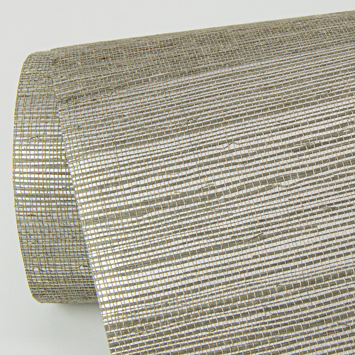 Caihon Silver Sisal Grasscloth Wallpaper with Metallic Textured Finish - Brewster 2972-86116