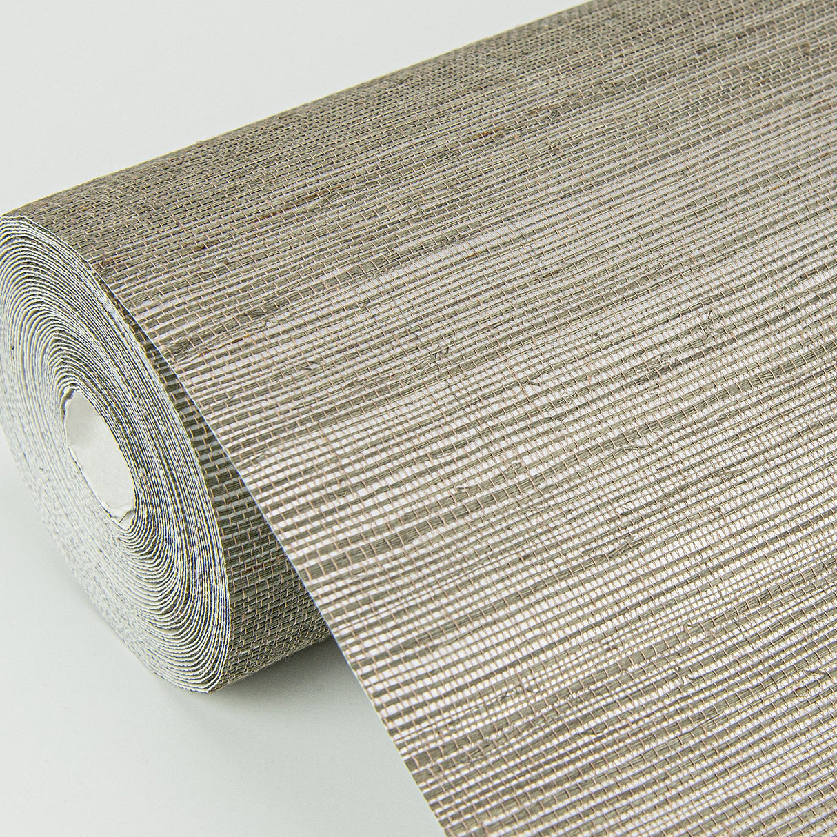 Caihon Silver Sisal Grasscloth Wallpaper with Metallic Textured Finish - Brewster 2972-86116