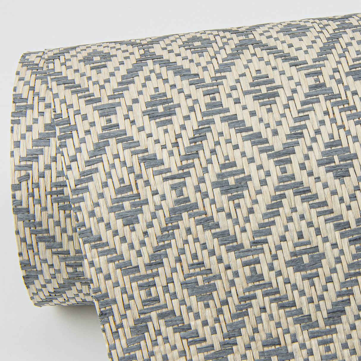 Hui Denim Paper Weave Grasscloth Wallpaper with Geometric Diamond Pattern, Bohemian Style - A-Street Prints 2972-86148