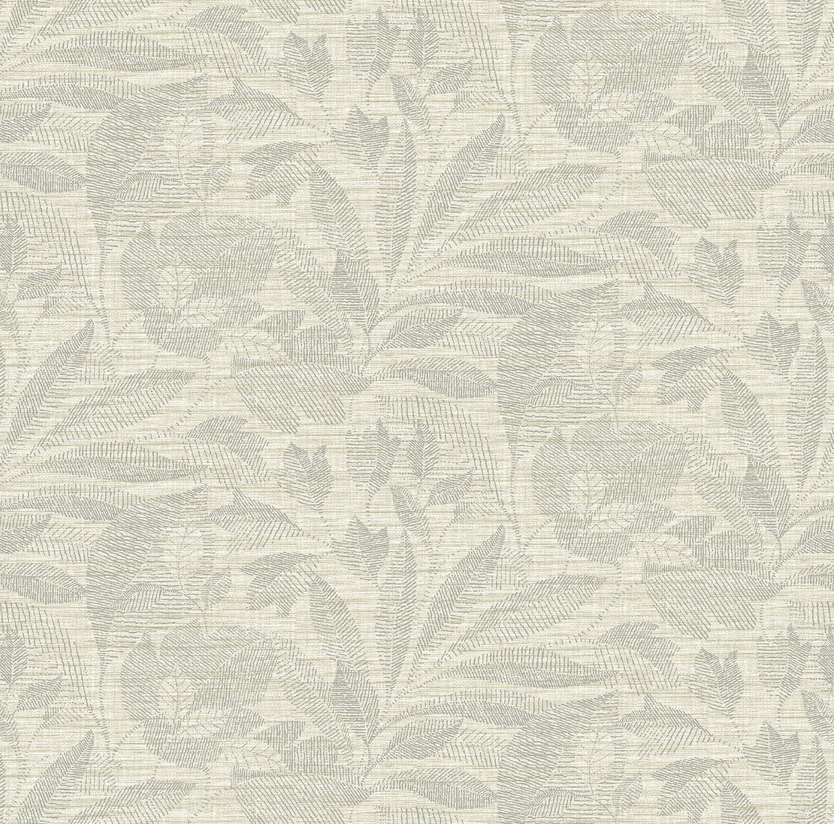 Lei Silver Leaf Wallpaper with Botanical Linen-Look Motif - A-Street Prints 2972-86152