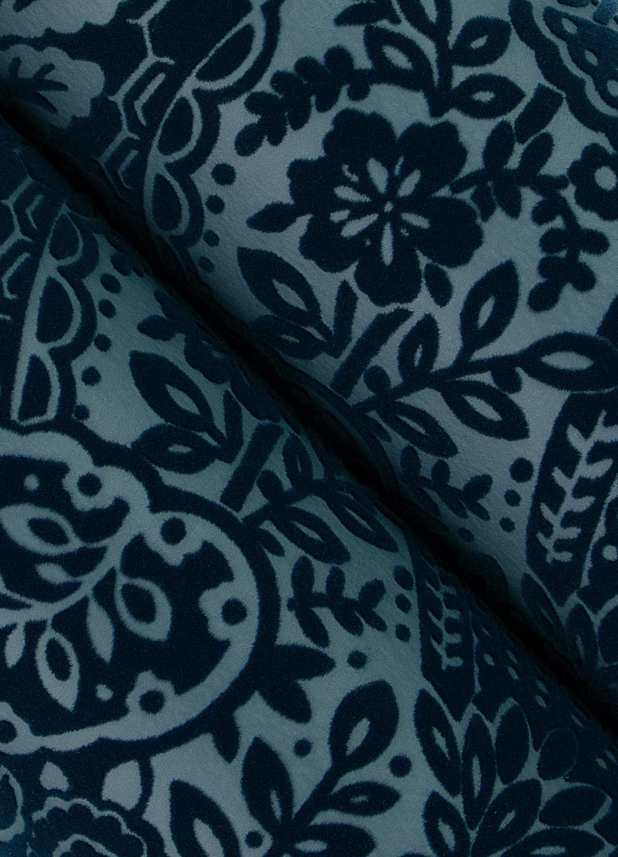 Maris Indigo Flock Damask Wallpaper with Botanical Glam Pattern - A-Street Prints 2973-87367